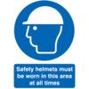Safety Helmets Must be Worn in this Area Rigid PVC Sign 420mm x 594mm thumbnail-0