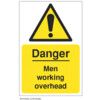 Men Working Overhead Rigid PVC Z-Barrier Danger Sign 200mm x 300mm thumbnail-0