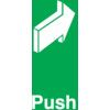 Fire Exit Push Arrow Right Rigid PVC Sign 50mm x 150mm thumbnail-0